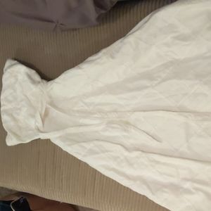 Pretty White Cotton Strapless Dress